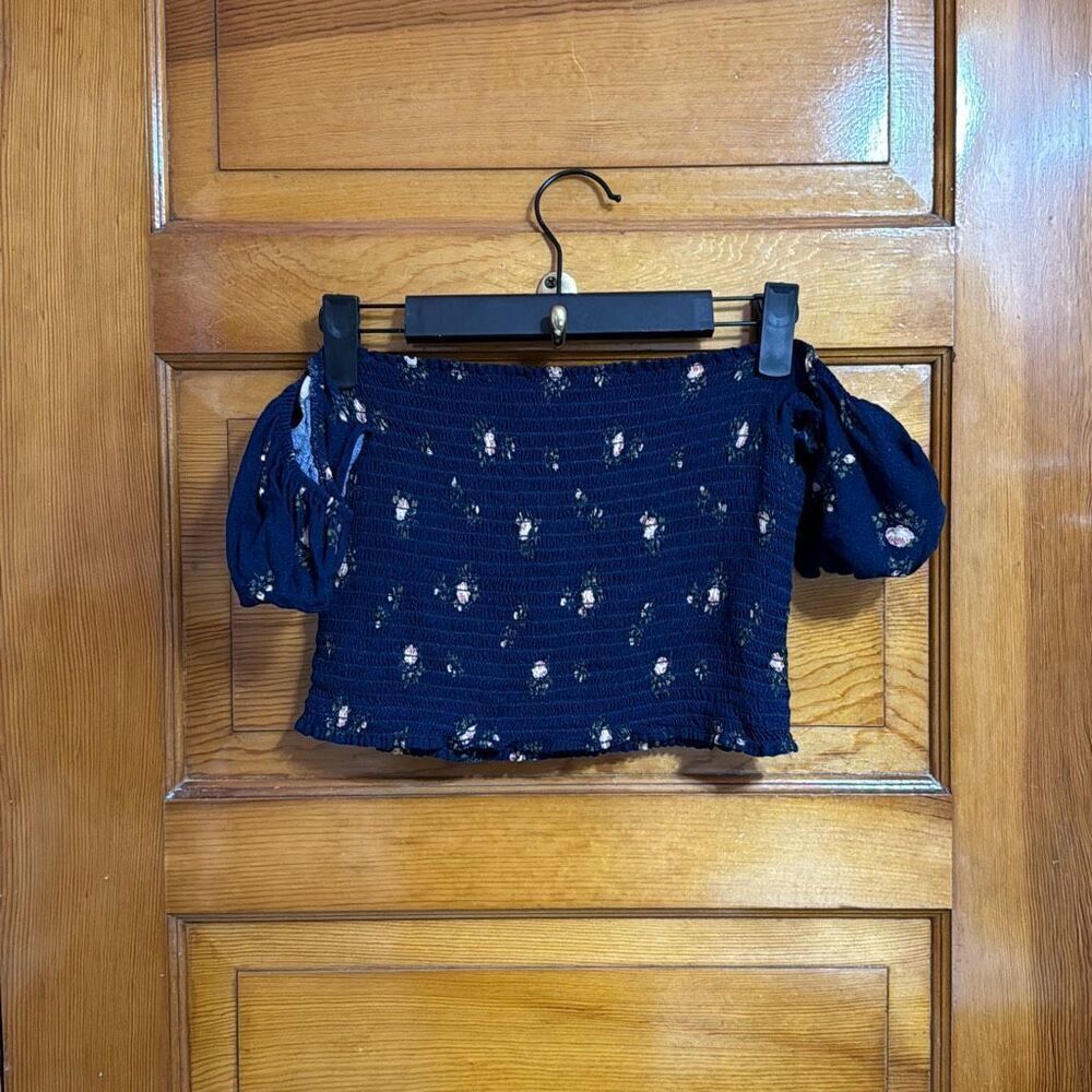 Reformation Pinto Navy Floral Square Neck Crop Top Women’s 12